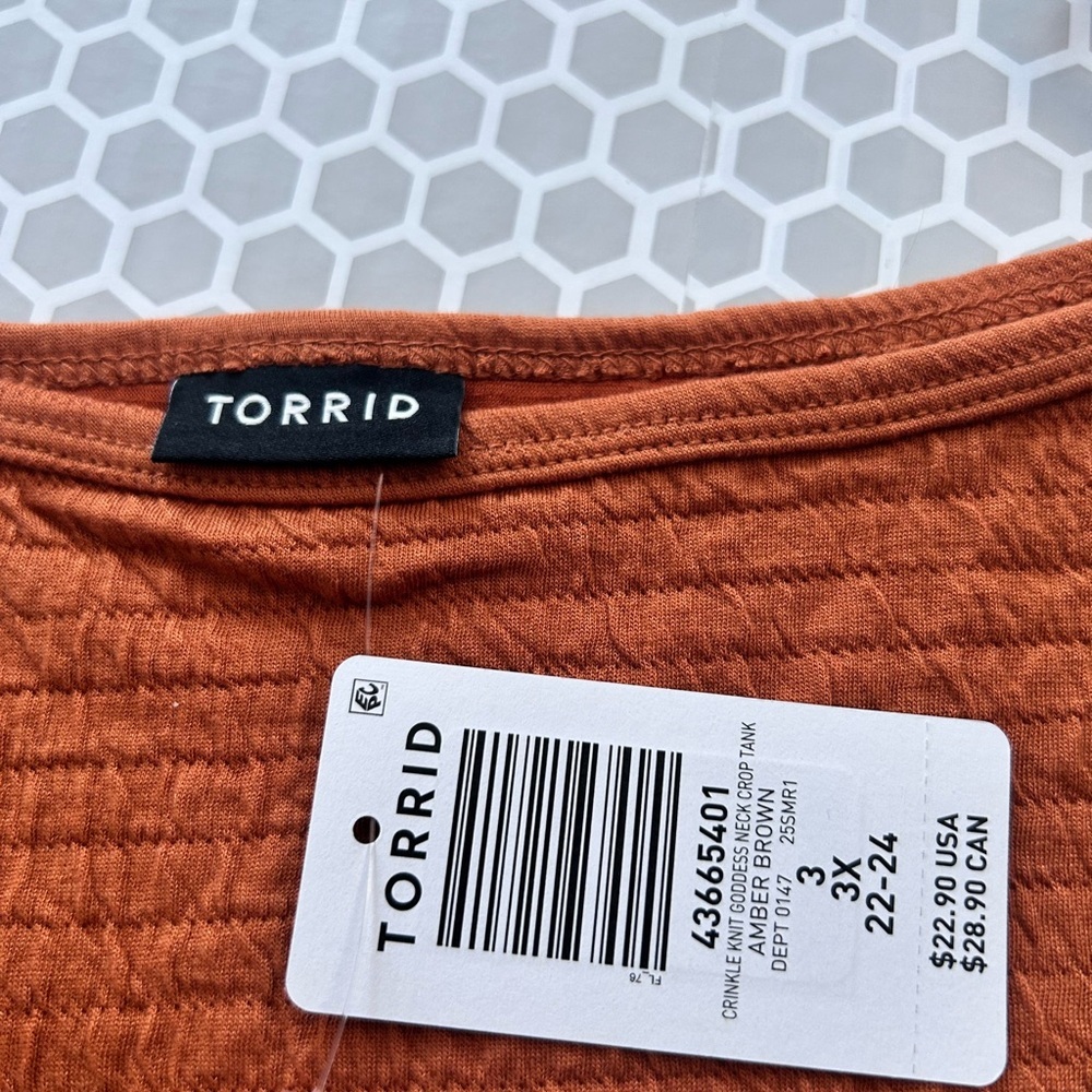 NWT Torrid Goddess Neck Tank Ribbed Rust Orange Size 3 (22/24) - Picture 4 of 7